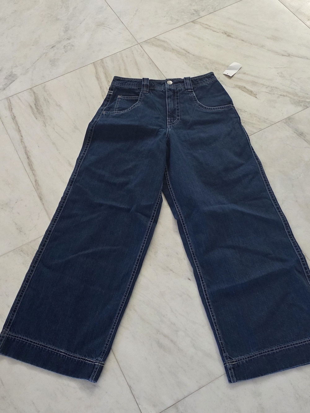 Alab Wide Leg Mens Jeans in Dark Blue